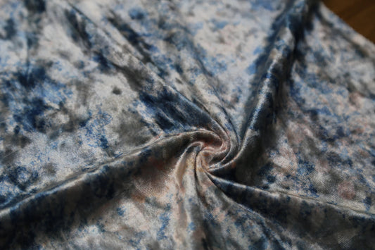 Cloud-dyed velvet fabric - Blue-gray pink tone Joomme Fabric