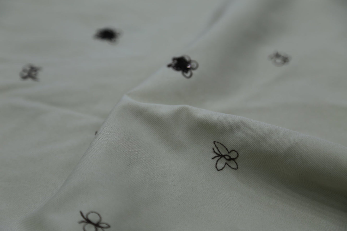 Butterfly Hand-Embroidered Polyester Fabric - Soft Cream Textile for Dresses & Scarves Joomme Fabric Shop