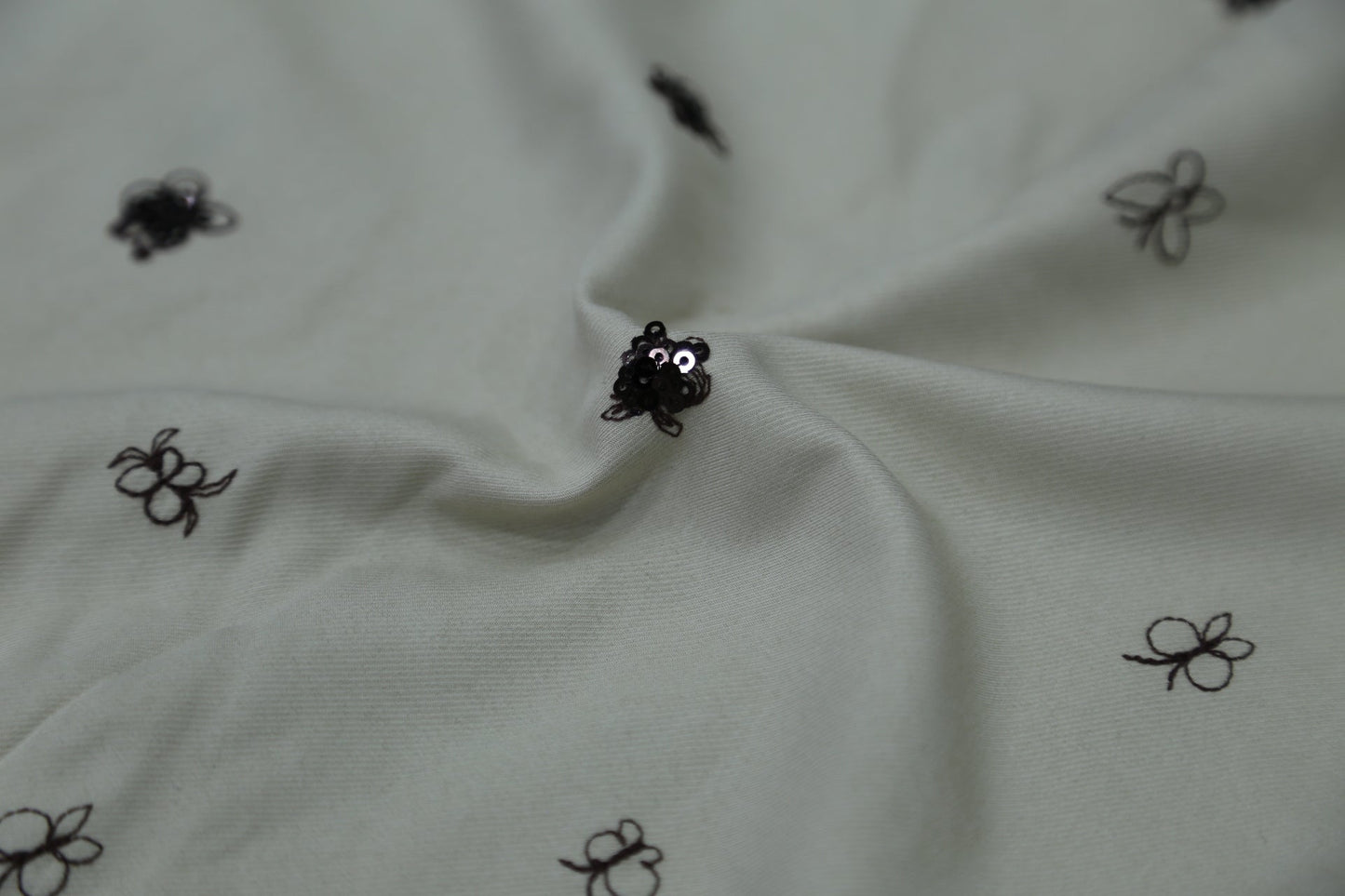 Butterfly Hand-Embroidered Polyester Fabric - Soft Cream Textile for Dresses & Scarves Joomme Fabric Shop