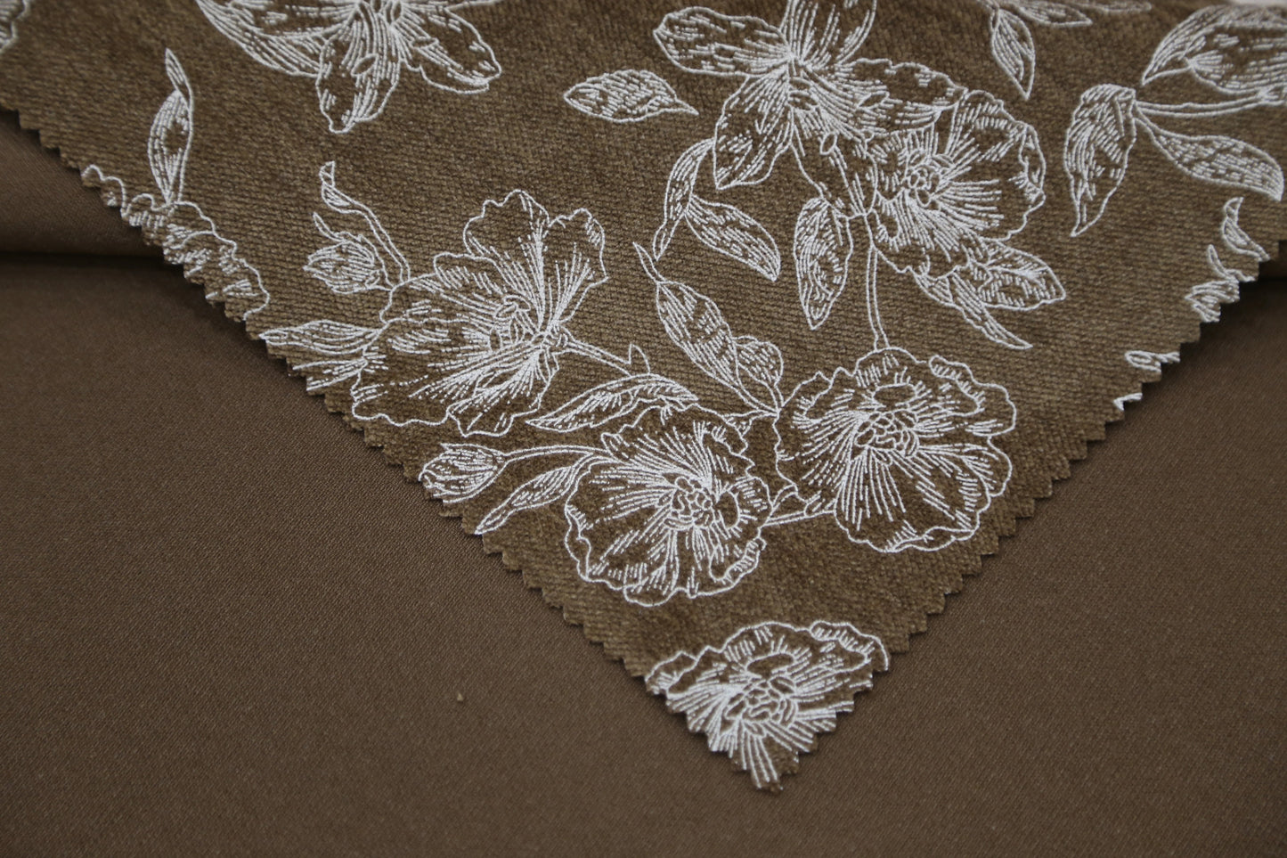 Chic Floral Chenille Fabric-White/Brown/Black Joomme Fabric Shop
