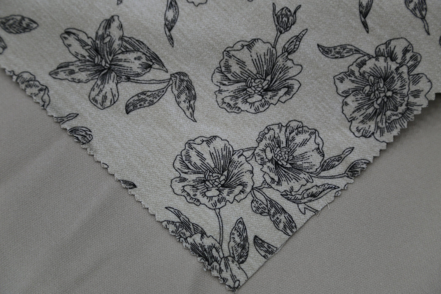 Chic Floral Chenille Fabric-White/Brown/Black Joomme Fabric Shop