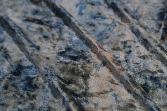 Cloud-dyed velvet fabric - Blue-gray pink tone Joomme Fabric