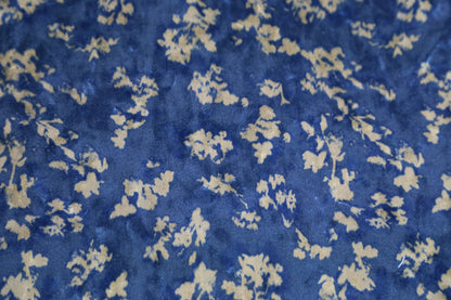 Royal Blue Floral Velvet Fabric – Golden Blossom Print Joomme Fabric