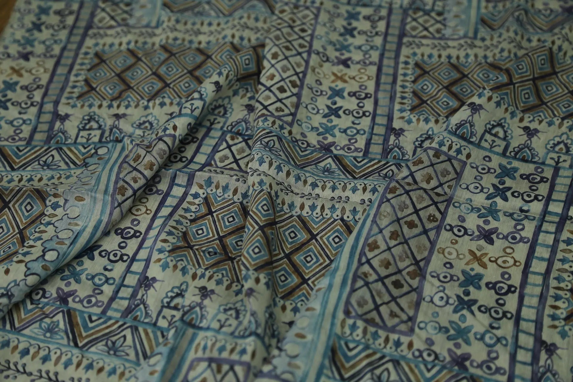 "Blue Island Weave Dream" art fashion fabric Joomme Fabric