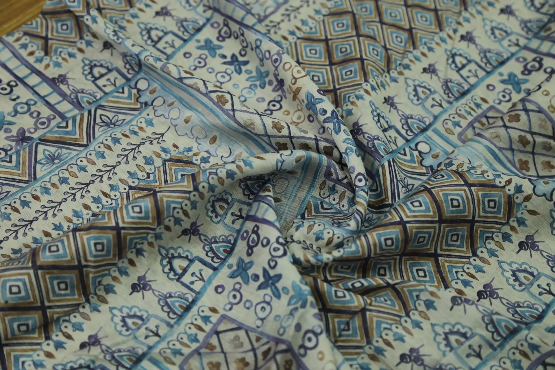 "Blue Island Weave Dream" art fashion fabric Joomme Fabric