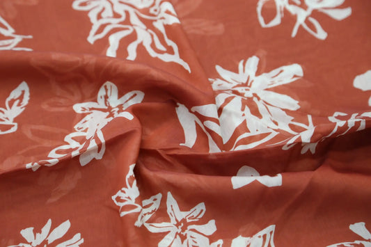 Red tea washed floral handmade tencel fabric Joomme Fabric