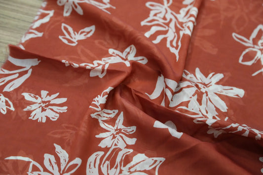 Red tea washed floral handmade tencel fabric Joomme Fabric