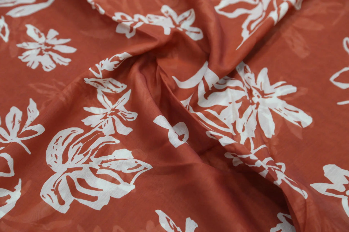 Red tea washed floral handmade tencel fabric Joomme Fabric