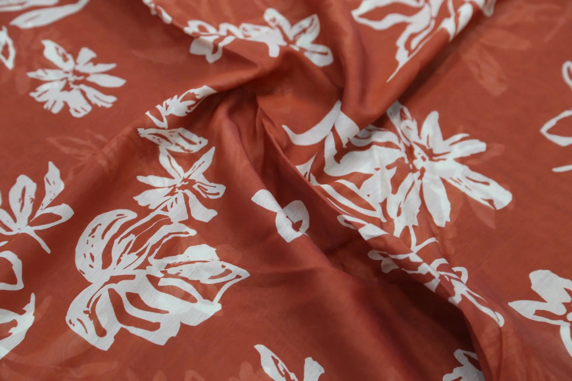 Red tea washed floral handmade tencel fabric Joomme Fabric