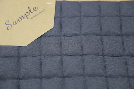 Charcoal Diamond Quilted Cotton Fabric - Sample Fashion Textile with Embossed Grid Texture for Luxury Loungewear & Home Decor - OEKO-TEX Certified 145cm Joomme Fabric