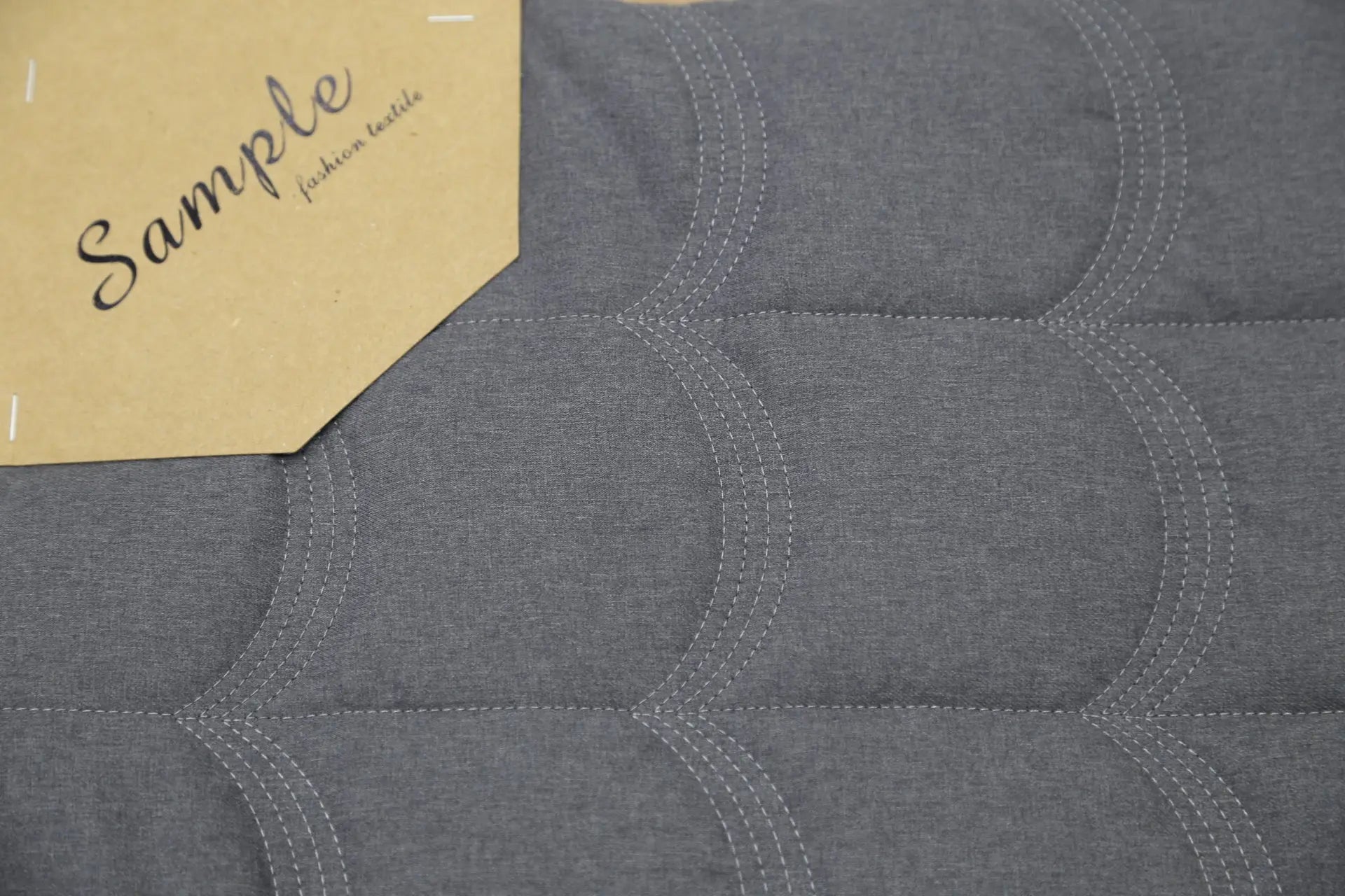 Charcoal Wave Quilted Fabric Sample - Textured Cotton Textile Swatch for Designer Apparel & Modern Home Decor - OEKO-TEX Certified Joomme Fabric