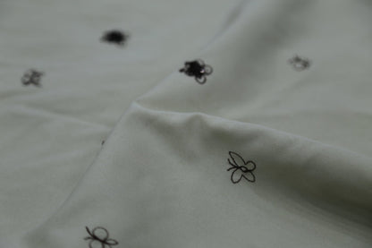 Butterfly Hand-Embroidered Polyester Fabric - Soft Cream Textile for Dresses & Scarves Joomme Fabric Shop