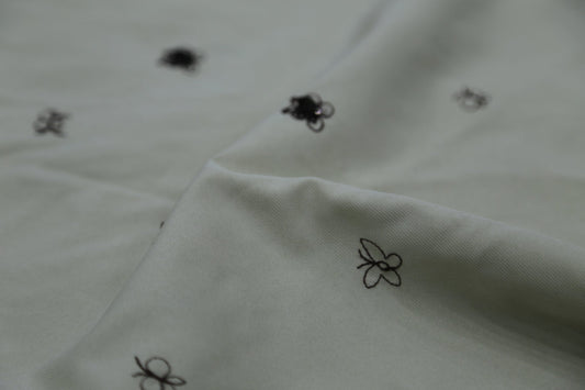 Butterfly Hand-Embroidered Polyester Fabric - Soft Cream Textile for Dresses & Scarves Joomme Fabric Shop