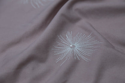 Dandelion Puff Embroidery Fabric - 100% Polyester Textile in Muted Rose | Lightweight Drapery for Dresses Joomme Fabric Shop