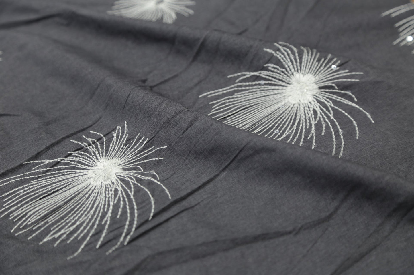 Dandelion Puff Embroidery Fabric - 100% Polyester Textile in Muted Rose | Lightweight Drapery for Dresses Joomme Fabric Shop