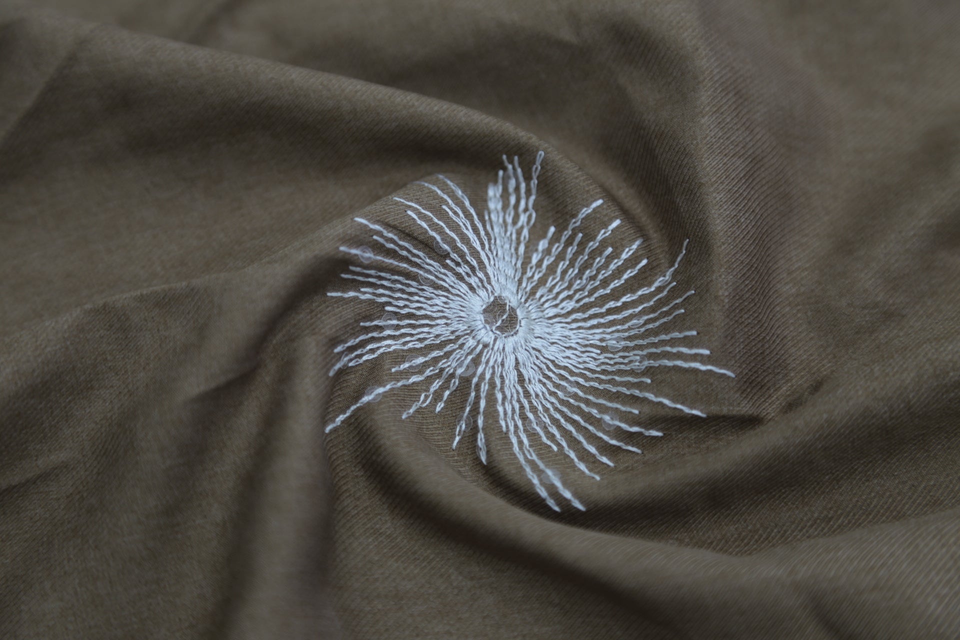Dandelion Puff Embroidery Fabric - 100% Polyester Textile in Muted Rose | Lightweight Drapery for Dresses Joomme Fabric Shop