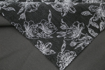 Chic Floral Chenille Fabric-White/Brown/Black Joomme Fabric Shop