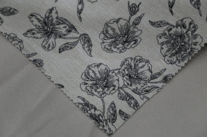 Chic Floral Chenille Fabric-White/Brown/Black Joomme Fabric Shop