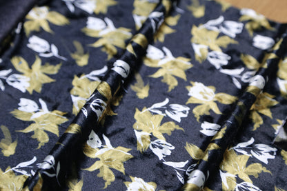 Black Silk Peach Thread Fabric – 95% Polyester 5% Spandex, 240g, 160cm Width | Floral Print Sewing Fabric Joomme Fabric Shop